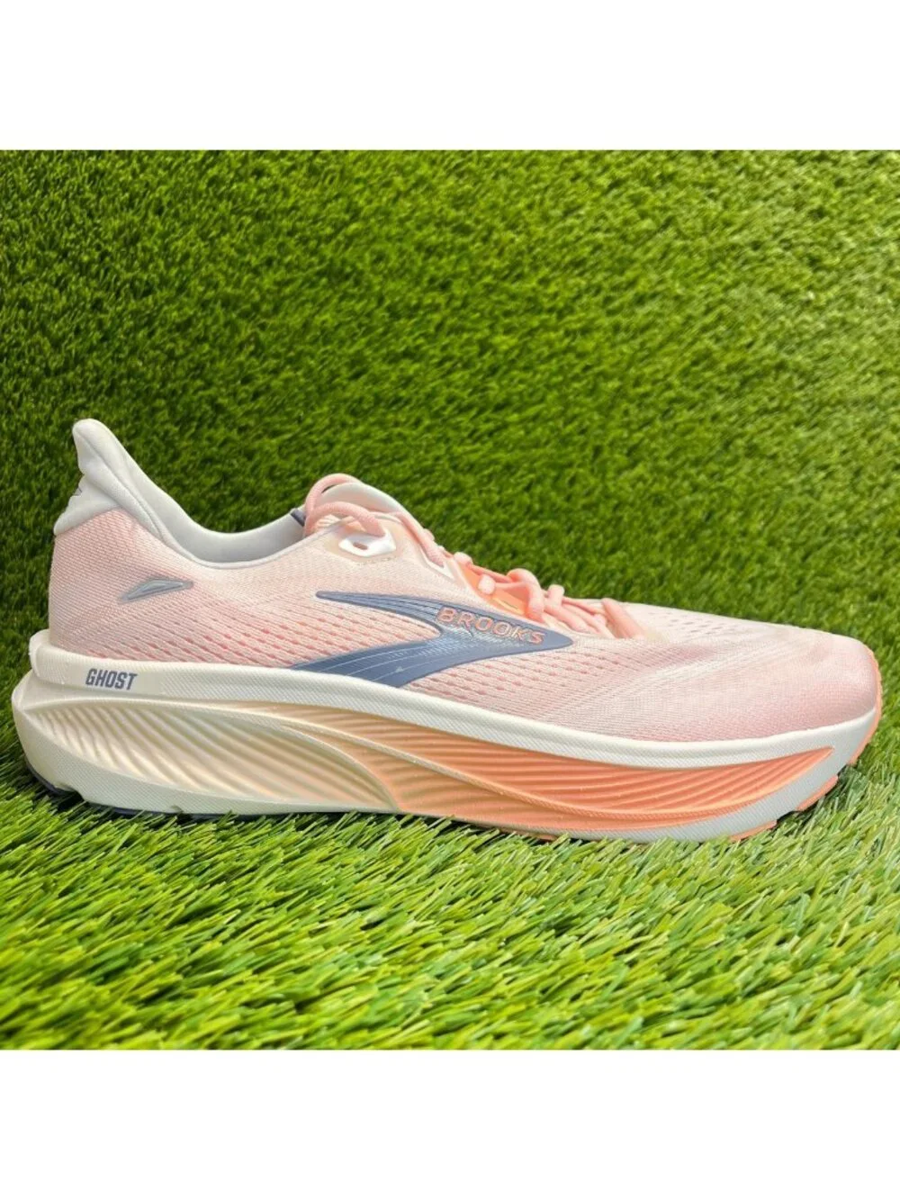Brooks Ghost 18 Womens Size 11.5 Pink Orange Athletic Running Shoes Sneakers